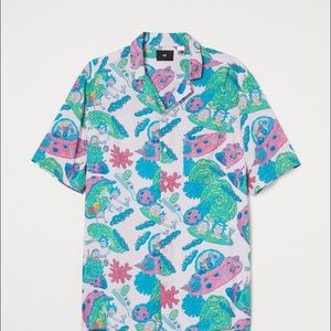 Rick and Morty Hawaiian Button top
